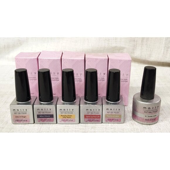 MALLY 24/7 Pro Gel Polish Nail Color SET OF 5 Nail Colors + Base Coat 0.23 fl oz - Picture 1 of 1